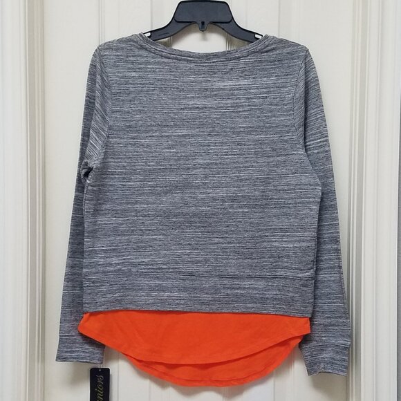 Denver Broncos Gray Space Dye Sweat Shirt Style Tail Layer Look Top L - Picture 5 of 10